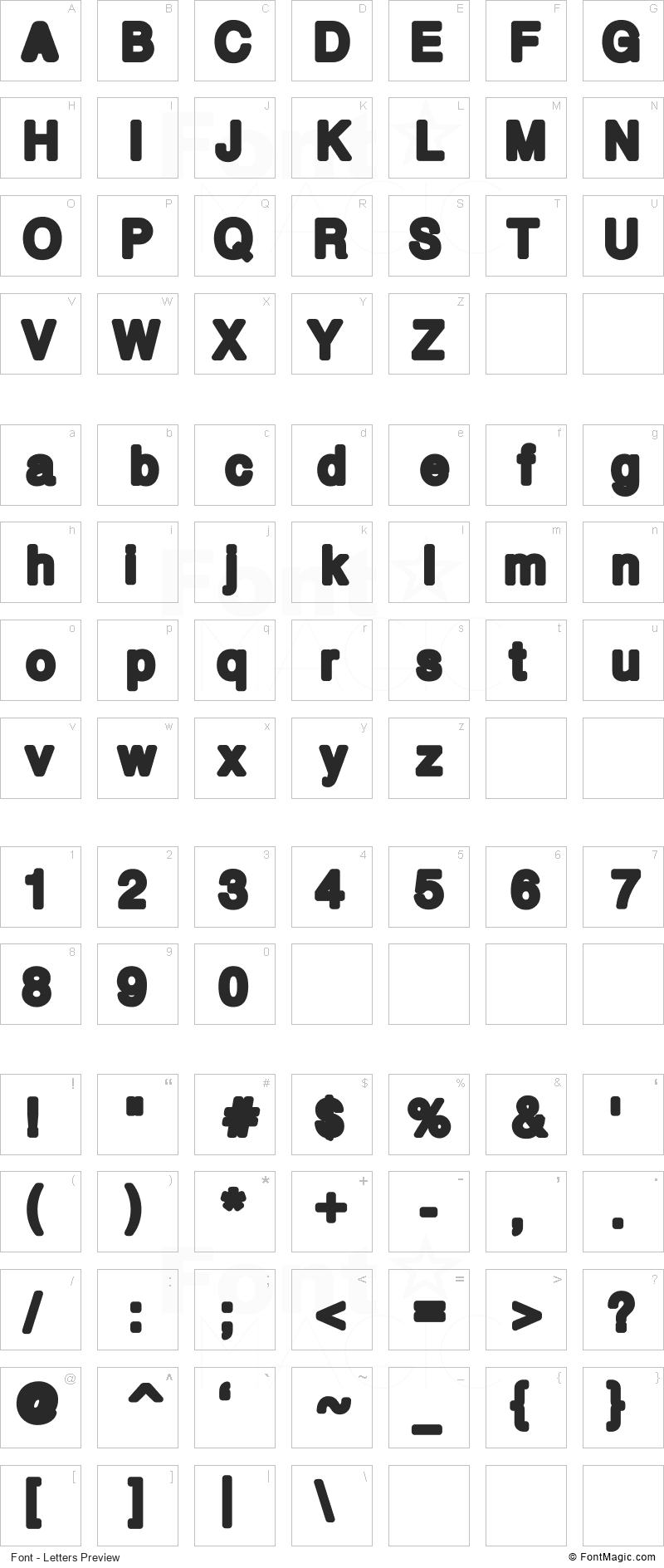 Bold bold Font - All Latters Preview Chart